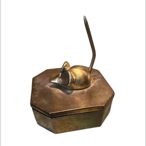 Vintage brass matches box strike anywhere mouse a top - Picture 2 of 5